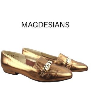 Magdesians sz 8 copper metallic leather loafers